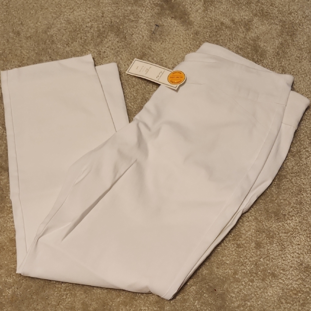 Charter Club Pants Womens 16 White Slim Leg Classic Fit White New